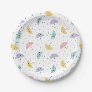 Plato De Papel Placas de papel del patrón de paraguas de Kawaii P