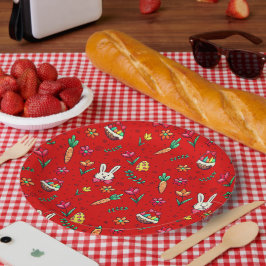 Plato De Papel Placas de papel del patrón de Pascua Roja