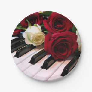 Plato De Papel Placas de papel del piano y de los rosas