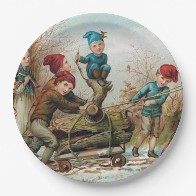 Plato De Papel Placas de papel del registro de Yule del Victorian (Anverso)