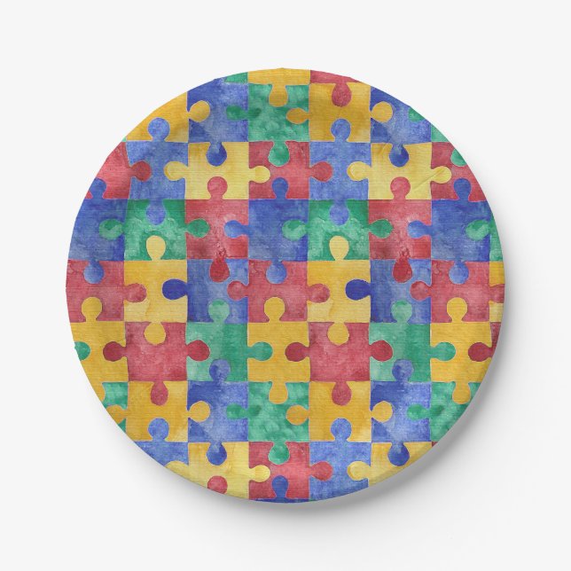 Plato De Papel Placas de papel del rompecabezas de la conciencia (Anverso)