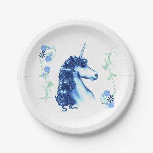 Plato De Papel Placas de papel del unicornio azul