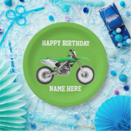 Plato De Papel Placas de papel deportivo de Dirt Bike Green Birth