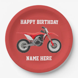 Plato De Papel Placas de papel deportivo Dirt Bike Red Birthday