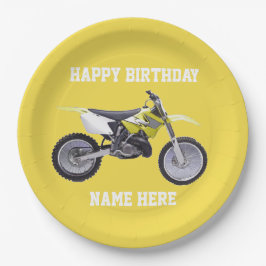Plato De Papel Placas de papel deportivo Dirt Bike Yelllow Birthd