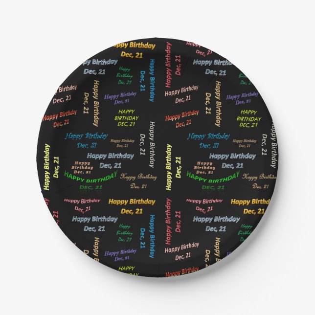 Plato De Papel Placas de papel diciembre, 21 cumpleaños (Anverso)