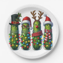 Placas de papel Dill Pickles para fiestas navideña