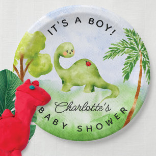 Plato De Papel Placas de papel Dino Delight Baby Shower