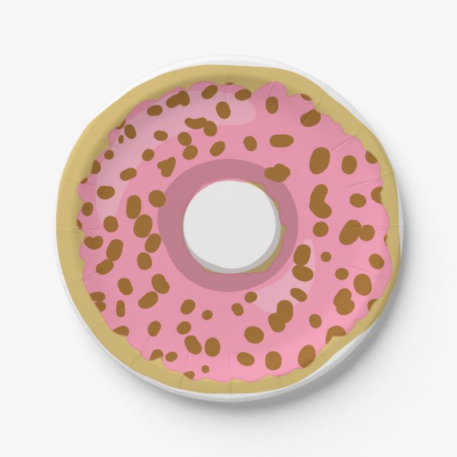 Plato De Papel Placas de papel donut puntos rosados Chica de anil (Anverso)