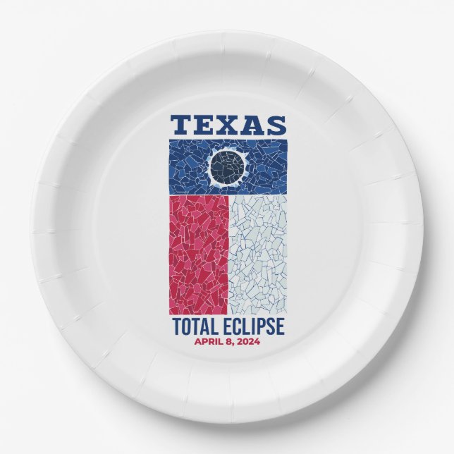 Plato De Papel Placas de papel Eclipse Total de Texas (Anverso)