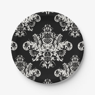 Plato De Papel Placas de papel elegantes negras y blancas -