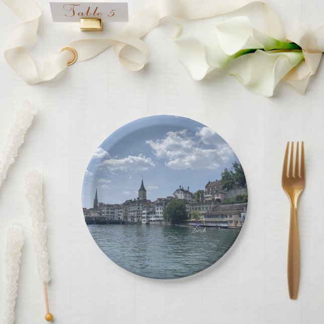 Plato De Papel Placas de papel escénico de Zurich Suiza (Boda)