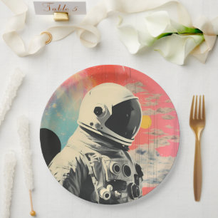 Plato De Papel Placas de papel espacial abstractas de astronautas