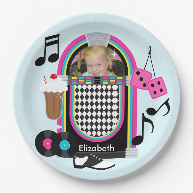 Plato De Papel Placas de papel fabulosas del feliz cumpleaños 50s (Anverso)