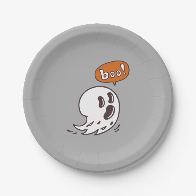 Plato De Papel Placas de papel fantasma de Halloween (Anverso)