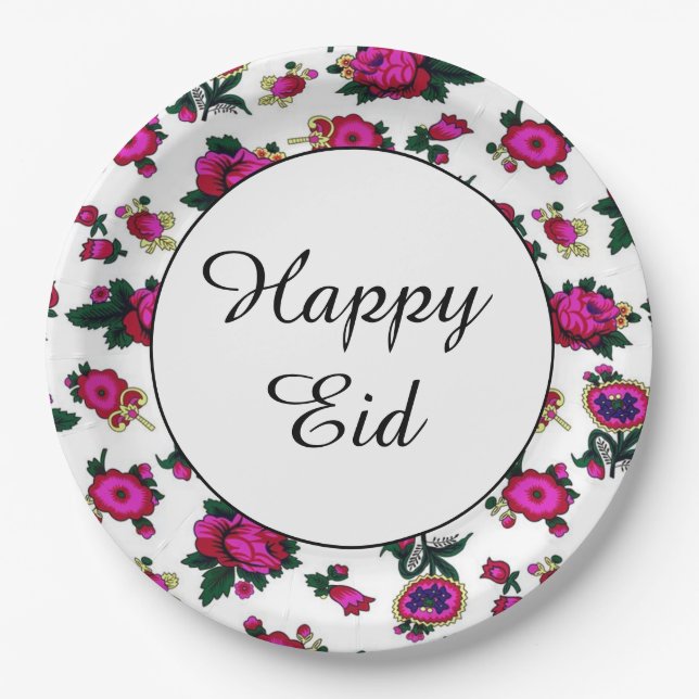 Plato De Papel Placas de papel felices de Eid (Anverso)