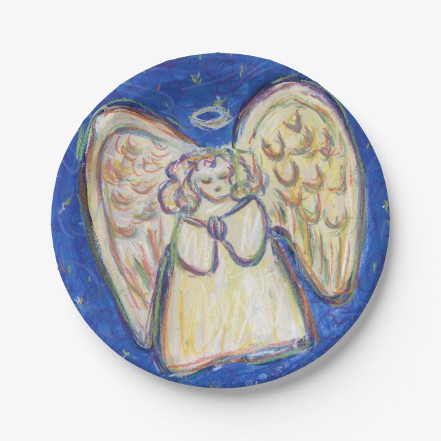 Plato De Papel Placas de papel festivo de Angel Personalizado (Anverso)