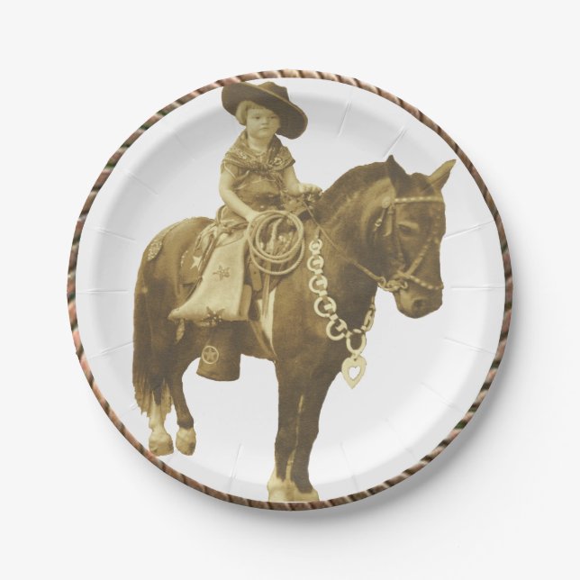 Plato De Papel Placas de papel Fiesta de Cowgirl occidentales (Anverso)