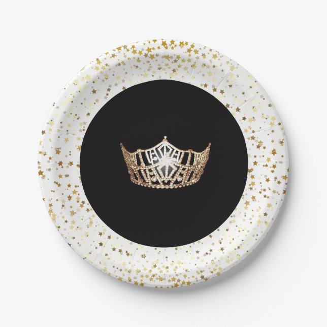 Plato De Papel Placas de papel Fiesta de Miss America Crown 7" (Anverso)