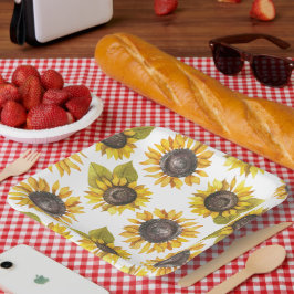 Plato De Papel Placas de papel Fiesta de patrón de girasol
