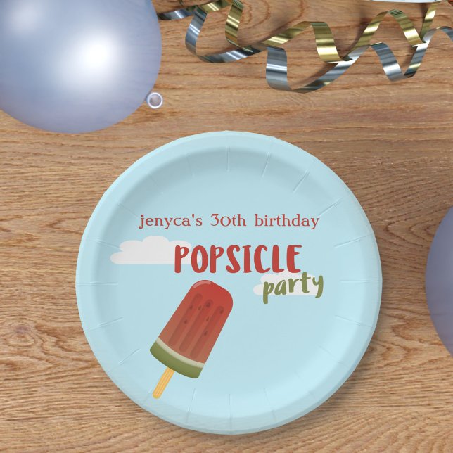 Plato De Papel Placas de papel Fiesta de popsicle de verano (Fun popiscle themed paper plate for any age! Just add your name)