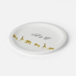 Plato De Papel Placas de papel Fiesta de selva dorada y safari