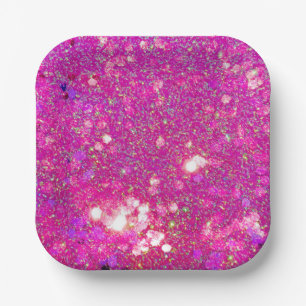 Plato De Papel ¡Placas de papel Fiesta Glitz Glam Purpurina Pink