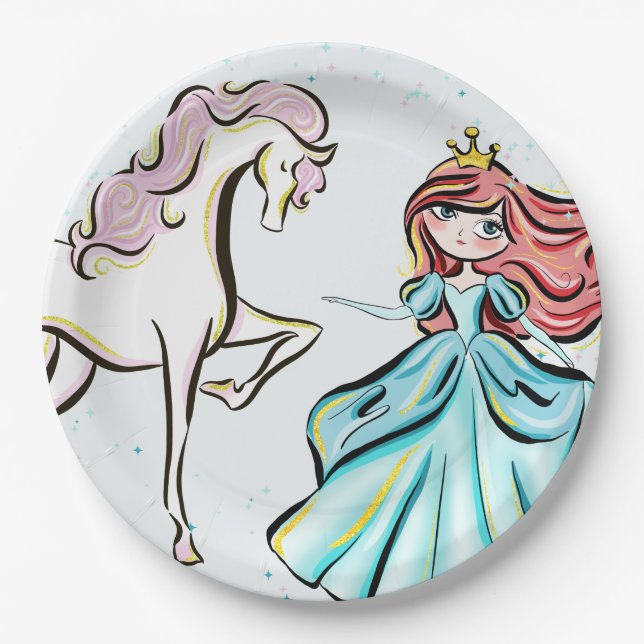 Plato De Papel Placas de papel Fiesta mágica princesa de cuento d (Anverso)