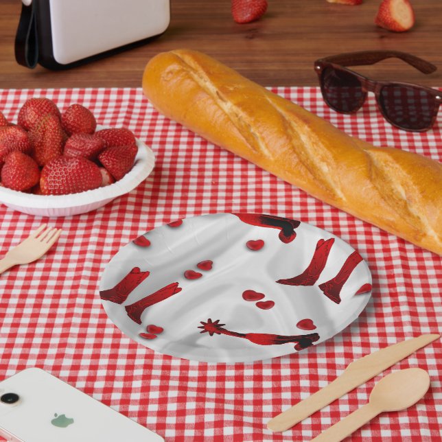 Plato De Papel Placas De Papel Fiesta Occidentales, San Valentín  (Picnic)