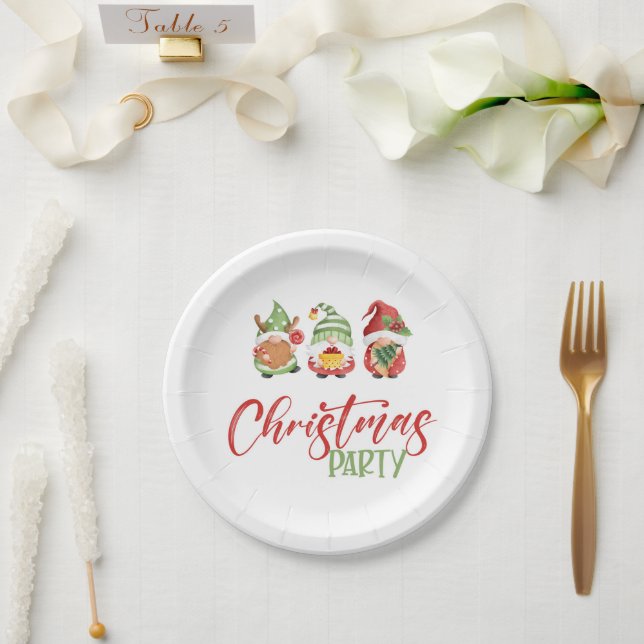 Plato De Papel Placas de papel Fiesta para Navidades de Gnome (Boda)