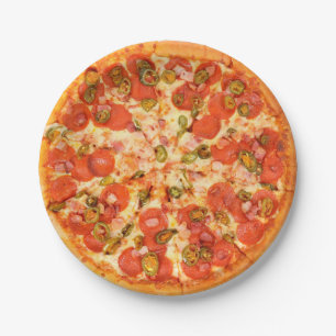 Plato De Papel Placas de papel Fiesta Pepperoni y Cheese Pizza
