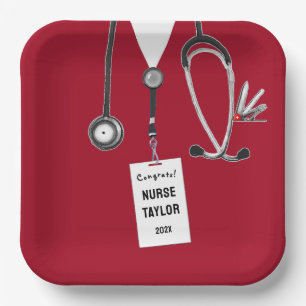 Plato De Papel Placas de papel Fiesta Red Nurse Grad 2025