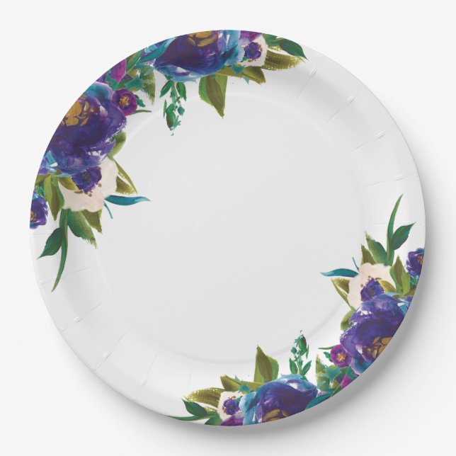 Plato De Papel Placas de papel floral (Anverso)