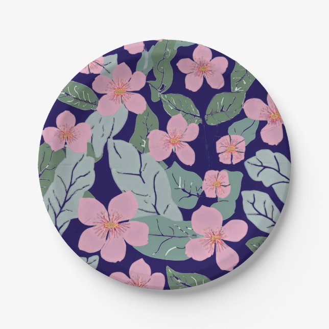 Plato De Papel Placas de papel floral (Anverso)