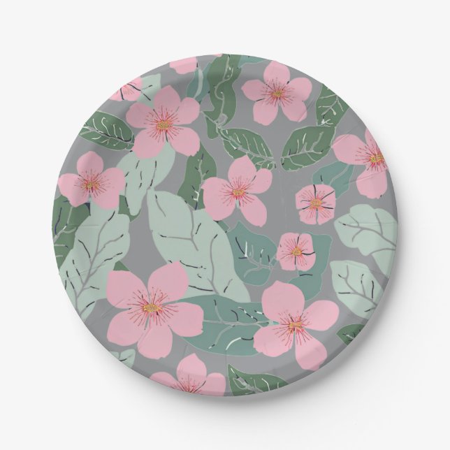 Plato De Papel Placas de papel floral (Anverso)