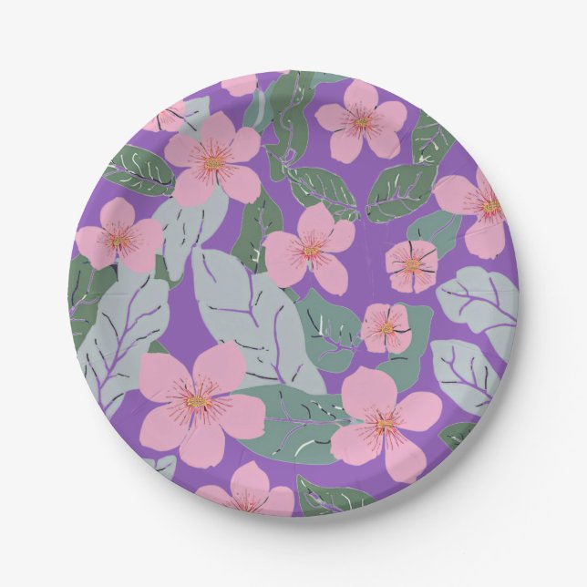 Plato De Papel Placas de papel floral (Anverso)