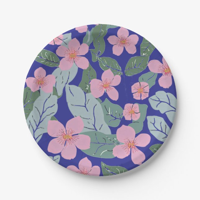 Plato De Papel Placas de papel floral (Anverso)