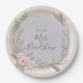 Plato De Papel Placas de papel floral de lavanda y Rubor