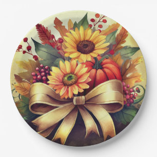 Plato De Papel Placas de papel floral de otoño, placas de papel r