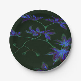 Plato De Papel Placas de papel floral japonesas profundas, azules