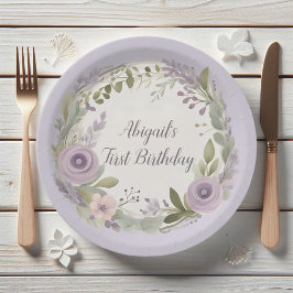 Plato De Papel Placas de papel floral púrpura Boho