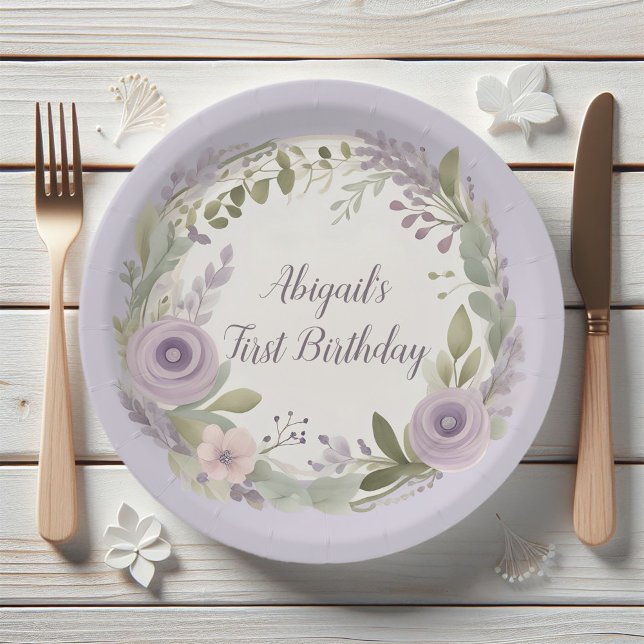 Plato De Papel Placas de papel floral púrpura Boho (Subido por el creador)