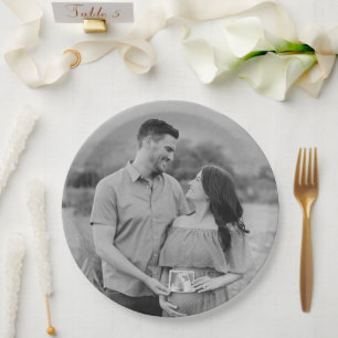 Plato De Papel Placas de papel fotográfico Baby Shower personaliz
