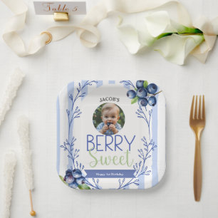Plato De Papel Placas de papel fotográfico de Berry Sweet Birthda