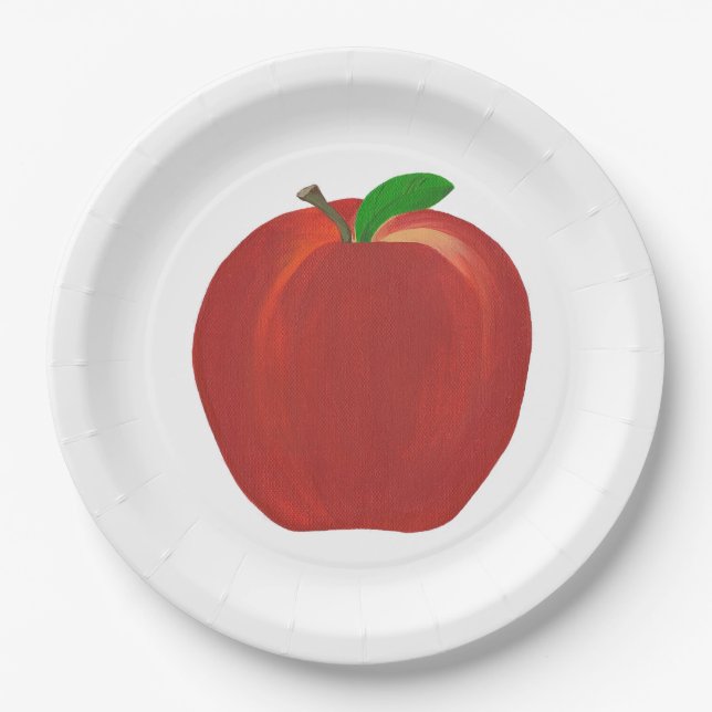 Plato De Papel Placas de papel Fruta de la pintura roja de Apple  (Anverso)