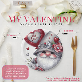 Plato De Papel Placas de papel Gnome el día de San Valentín