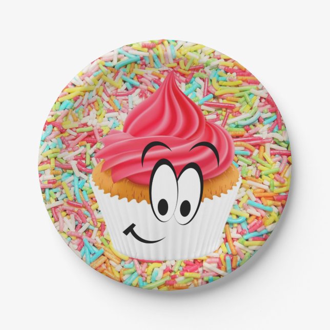 Plato De Papel Placas de papel, gotas de pasteles de cumpleaños f (Anverso)