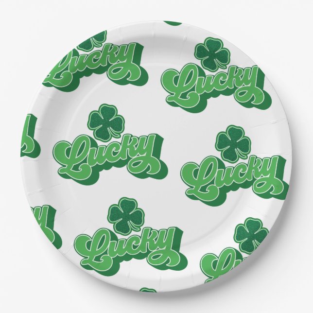 Plato De Papel Placas de papel Green Lucky St. Patrick (Anverso)