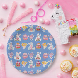 Plato De Papel Placas de papel gris azul del patrón de Pascua