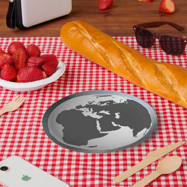 Plato De Papel Placas de papel Gris Earth Globe (Subido por el creador)